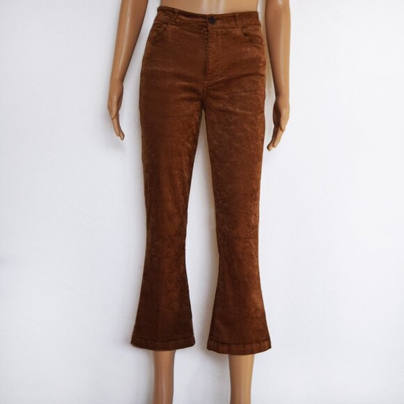 PAIGE Chestnut Colette Crop Flare Corduroy Pants / 29 - Picture 3 of 14